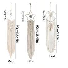 1Pc Boho Macrame Woven Wall Hanging Crochet Crescent Moon Star Dream Catcher With Long Tassel Dream Catcher Wall Decor Handmade Bohemian Home Decor Decoration Art Craft For Kids Bedroom Dorm Room,Lighting Not Included,Home Decor ,Room Decor,Wall Decor Gifts Birthday Graduation