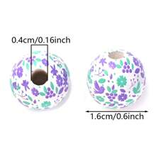 10 pièces/set Perles en bois à fleurs de marguerite de 16 mm, perles florales imprimées de style bohème rustique pour l'été, artisanat DIY, bijoux, guirlandes, création artisanale pour la Saint-Valentin