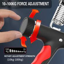 1入可調節握力器（男士專用），電子計數器，10公斤至100公斤，專業手臂、手指運動器材，肌肉訓練、健身 - 紅色 - 查看 2