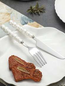 A Set Of 4 Thickened Ceramic Pearl Handled Stainless Steel Western Cutlery Set Dessert Spoon Main Spoon High-End Western Knife And Fork Mixing Rice Spoon Soup Spoon - Multicolor - View 11