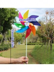 1入彩色DIY玩具風車-幼稚園兒童的絕佳禮物，花園裝飾 - 彩色 - 查看 15