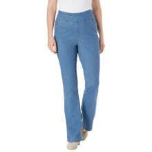 Woman Within Plus Size Petite Flex-Fit Pull-On Bootcut Gap-Free Stretch Denim Jeans - 淺色石洗 - 查看 1