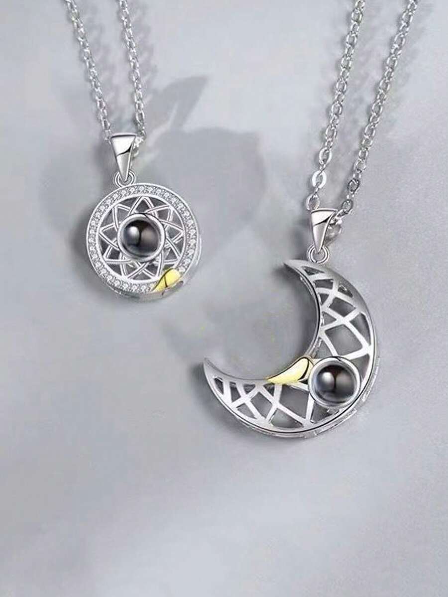 2 cái/bộ Bộ vòng cổ bằng đồng hình mặt trăng và mặt trời Unisex thời trang và cá tính, thích hợp cho nhiều dịp khác nhau như tiệc tối, hẹn hò, đi bộ đường dài, du lịch, mua sắm và đeo hàng ngày vào ngày quốc tế phụ nữ, ngày nữ hoàng, ngày phụ nữ hoặc ngày lễ tình nhân, cho Vợ, Bạn Gái, Bạn Thân - Nhiều màu - Xem 1