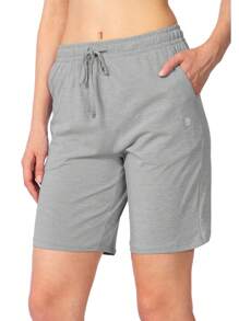 G Gradual 女士百慕達短褲，深口袋彈力短褲，7吋長短褲，適合夏日休閒、散步和運動