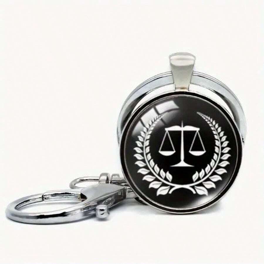 Lawyer Keychain For Men With Judge Gavel, Legal Signature And Scales Of