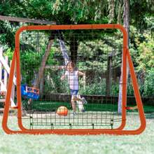 LILIIN Soccer Rebounder Kickback Goal Rebound Wall Net Foldable Soccer Training Equipment For Exercises, Soccer Shots, Etc., Metal Pipe+PE Fabric, 100 X 100 X 65 Cm, Red - Red - View 4