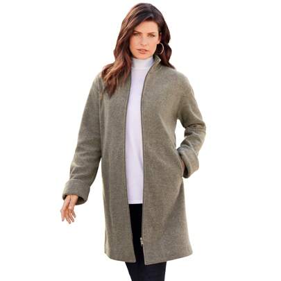 Roaman's Women's Plus Size Fleece Driving Coat