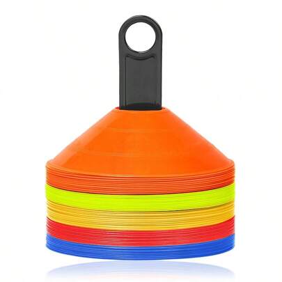 LILIIN 50-Piece Soccer Cone Set, Marker Cones Marking Discs Sports Cone Set For Soccer, Tennis, Hockey, Athletics, And Agility Training