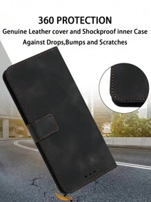 Ốp lưng điện thoại dạng gập cao cấp bằng da, có khe đựng thẻ, chân đế điều chỉnh được, khóa từ tính, tương thích với Samsung Galaxy S24 Ultra, S24 Plus, S24 và các dòng điện thoại khác. - màu đen - Xem 6