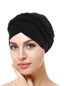 1 Peça Lenço Feminino Liso ou Multicolorido Novo para Primavera e Outono, com dois Bonés Trançados de Leite de Seda Únicos de Cor Única, Touca de Cabelo Turbante