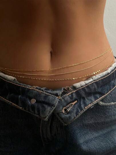 17KM 3pcs Simple Chain Waist Chain For Women, Perfect For Daily Wear And Vacation Dating