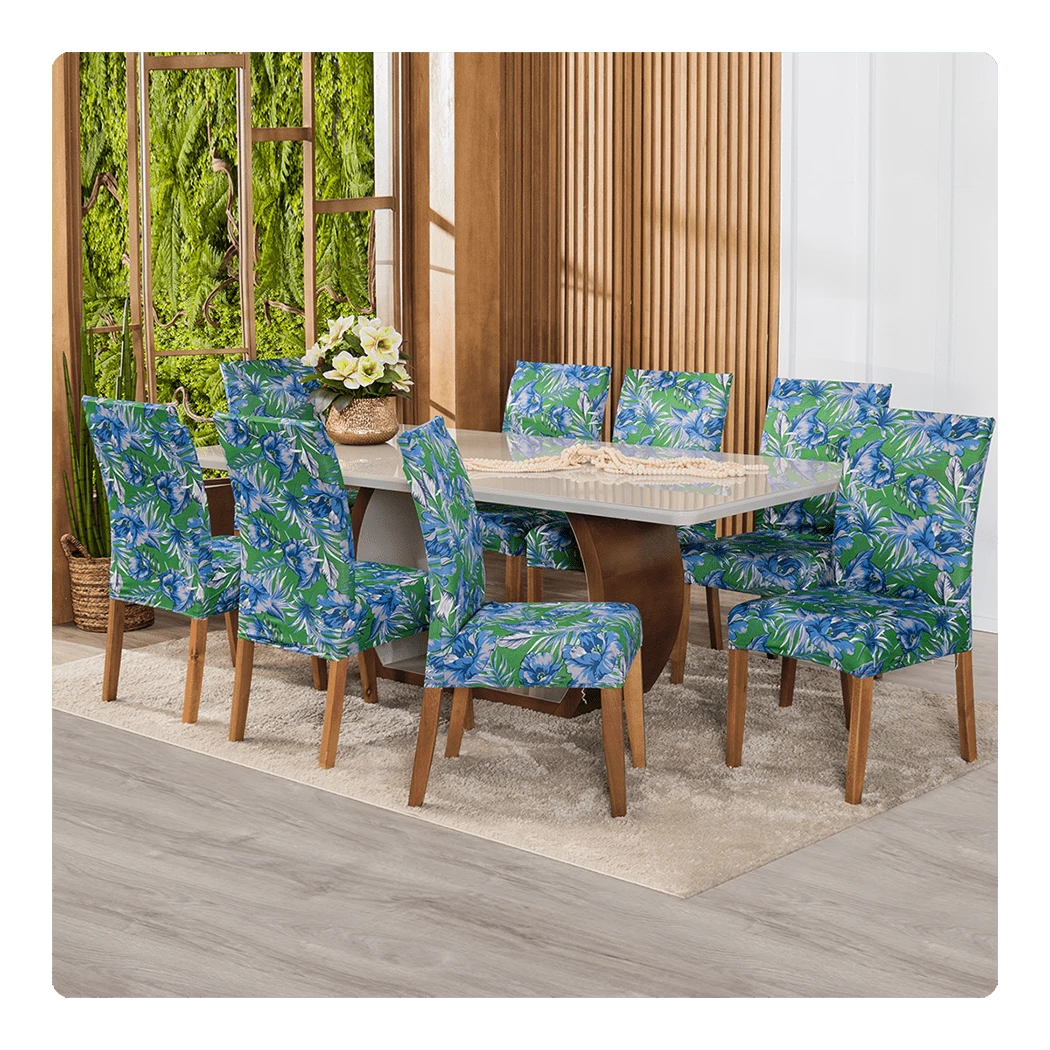 Chair Covers - hoa xanh - Xem 1