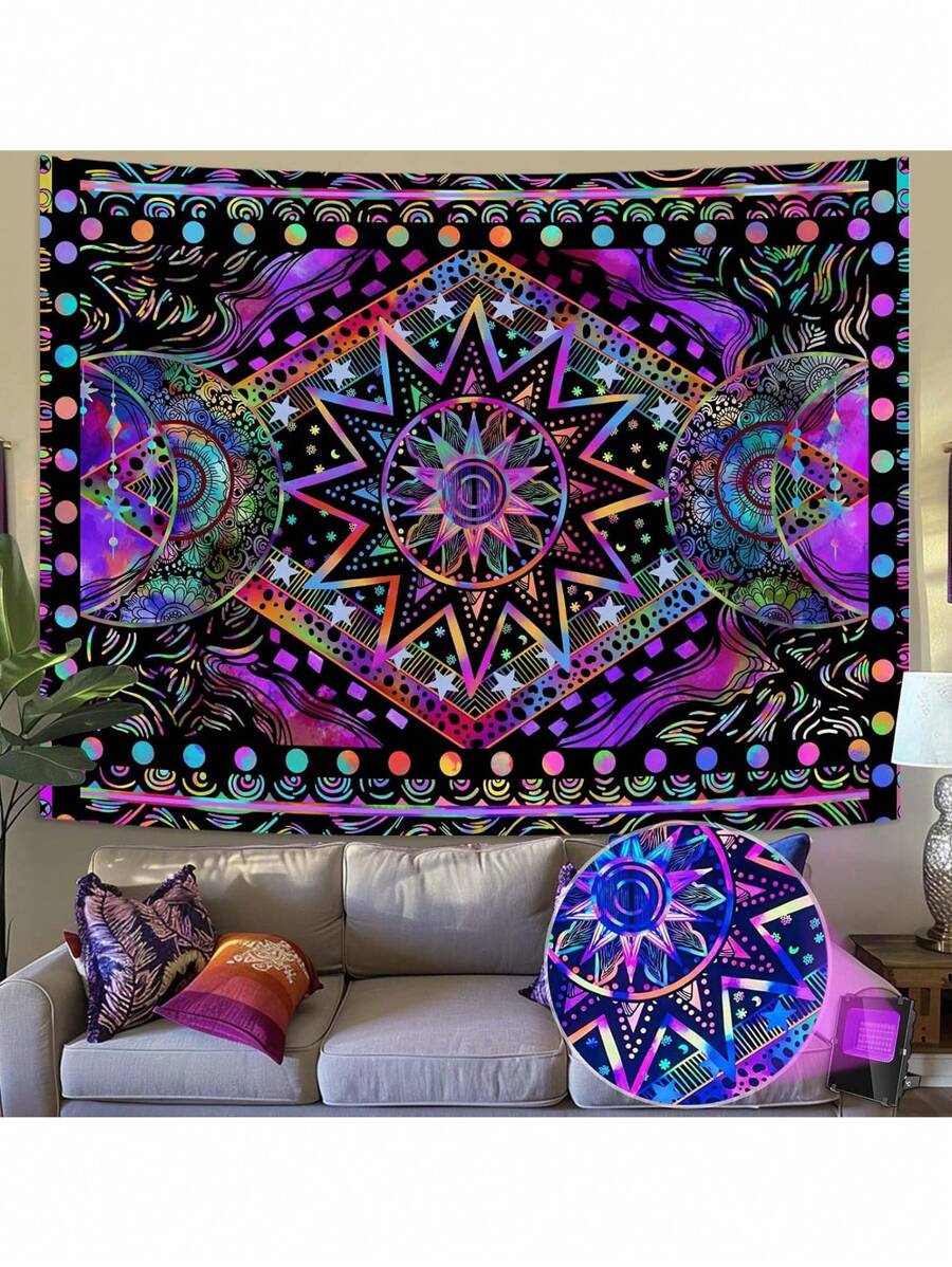 1 件卡片图案印花挂毯，现代涤纶方形壁挂装饰，适用于房间、客厅、卧室、房间旗帜、房间装饰、挂毯、墙壁装饰、墙壁艺术、房间用品、房间旗帜、家居装饰、壁毯 - 紫色 - 查看 1