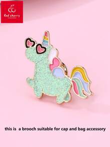 1 peça de Broche de Unicórnio de Esmalte Colorido em Liga de Zinco, Broche de Pino de Animal de Desenho Animado Para Meninas, Adequado Para o Uso Diário em Jeans, Chapéus e Acessórios de Decoração
