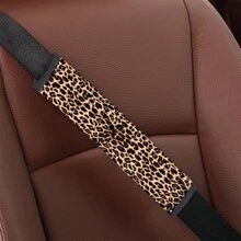 1pc Unique Yellow Leopard Pattern Printed Car Seat Belt Cover & Shoulder Pad, Auto Interior Fashion Detail,Car Accessories,Cheetah Print Car Stuff - Multicolor - View 2