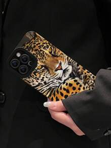 Funda de teléfono compatible con Apple iPhone, con estampado de leopardo, tigre y pintura de colores en piel de PU resistente a caídas - Multicolor - Ver 2
