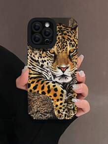 Funda de teléfono compatible con Apple iPhone, con estampado de leopardo, tigre y pintura de colores en piel de PU resistente a caídas - Multicolor - Ver 1