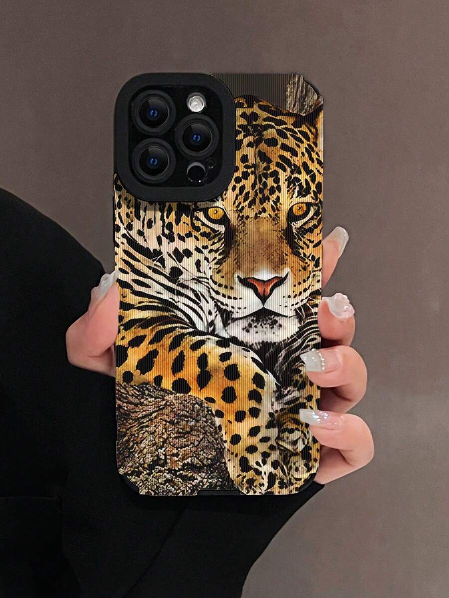 Funda de teléfono compatible con Apple iPhone, con estampado de leopardo, tigre y pintura de colores en piel de PU resistente a caídas - Multicolor - Ver 1