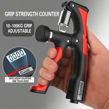 1入可調節握力器（男士專用），電子計數器，10公斤至100公斤，專業手臂、手指運動器材，肌肉訓練、健身 - 紅色 - 查看 1