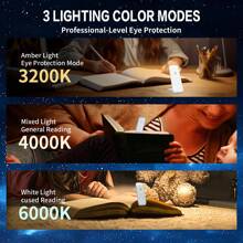 1pc USB Rechargeable Reading Book Light Portable Clip-On Bookmark Lamp With 3 Color Temperature & Adjustable Brightness (White, Pink, Blue, Black, Green, Yellow) For Eye Protection