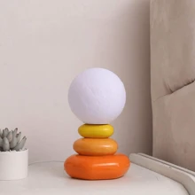 Cream Style Ceramic Desk Lamp, High-End Stacked Stone Night Lamp, Modern Home Creative Atmosphere Lamp - Orange - View 5