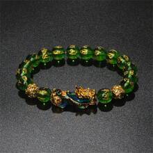 Pulsera Pi Xiu que cambia de color de 1 pieza para mujeres Bracelets Feng Shui Wealth Pi Yao Obsidian para hombres de 10 mm Dragon Mantra bead Bangle Joyería de la suerte Pixiu de 10 mm Feng Shui Beads para hombres, Pulsera de cuentas de amuleto tallada a mano de dragón Pi Yao de 19cm-7.5inch para mujeres, joyería de riqueza
