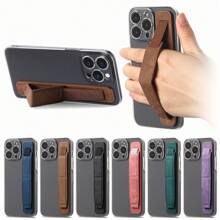 1pc Adhesive Phone Grip Stand With Anti-Slip & Shockproof Features, Multi-Functional Desktop Support With Wrist Strap Compatible With IPhone, Android Phone, Gift For Birthday, Family, Friends Finger Ring Holder, Phone Accessories - Multicolor - View 2