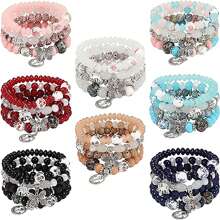 4-5pcs Bohemian Bracelets For Women Stretch Multilayer Colorful Beads Bracelet With Charm Jewelry