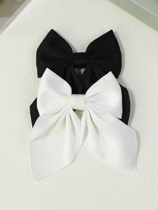 2pcs Women Elegant Bowknot Design Satin Decorated Hair Clip Set, Suitable For Daily Use, The Best Gift Choice Valentine's Day Valentines,Hair Accessories,Hair Barrettes Hair Clips Claw Clips Hair Claws, Autumn, School Stuff, College