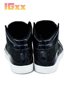 Zapatos negros con purpurina IGxx para hombre, zapatillas brillantes de purpurina de lentejuelas casuales de moda de alta calidad para hombres con estilo espectacular - Negro - Ver 6