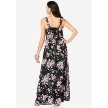 Roaman's Women's Plus Size Romantic Ruffle Dress - NAVY CHERRY BLOSSOM - View 2