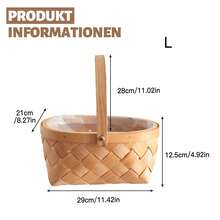 1 canasta de mimbre tejida a mano con ratán y bambú, de gran capacidad y portátil, para guardar juguetes y suministros del hogar - color madera - Ver 5