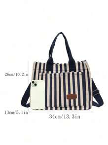 Versatile Vertical Stripes Hobo Shoulder Bag For Women Purse And Handbag, Large Capacity Multi-Pocket Canvas Shoulder Commuter Bag Handbags, Lightweight Casual Tote Shoulder Messenger Bag