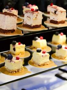 50pcs/Set Square Gold Mousse Cake Cardboard Base For Mini Cake Base, Wedding Dessert Support - Gold - View 7