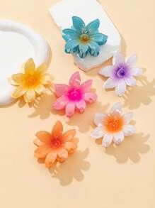 波西米亚风 6 件彩虹色鸡蛋花发夹，渐变向日葵爪夹，适合夏季度假、海滩或海边发夹 - 太陽花 - 查看 6