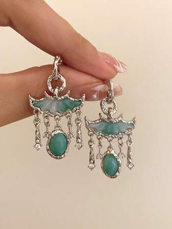 1對女式復古風銀色耳環，時尚多變的休閒/派對配飾，完美禮物