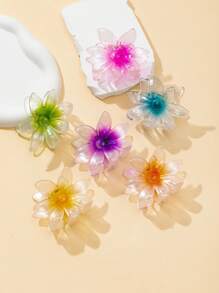 波西米亚风 6 件彩虹色鸡蛋花发夹，渐变向日葵爪夹，适合夏季度假、海滩或海边发夹 - 太陽花 - 查看 7