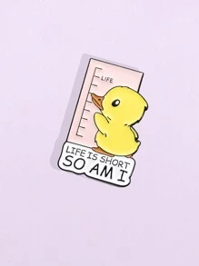 1 pieza Linda y dulce medida de cinta broche de patito, adecuado para niñas, frase en inglés "La vida es corta, como yo" pin, adecuado para ropa y bolsas