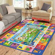 1 pièce Tapis imprimé amusant d'apprentissage des mots pour enfants, timbrage de jeu, tableau de vocabulaire, grand tapis de jeu, tapis de sol antidérapant pour le salon et la chambre, décoration de maison pour joueurs, cadeau pour garçon et fille, décoration de chambre