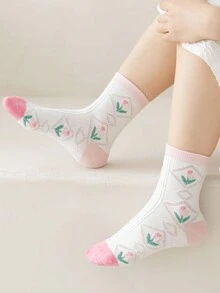5 Cặp/gói Tất Lưới In Hình Phong Cách Cung Điện Xuân Hè Cho Bé Gái - Nhiều màu - Xem 4