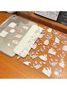 DANYCASE 兼容 Ipad A16 2025 Air 11 13 M2 M3 2024 2025 Pro 11 13 M2 2024 兼容 Ipad 10.2 7/8/9th 10th 10.9 Pro 12.9 4/5/6th Pro 11 2nd 3rd 4th Air 4/5 透明保护套 - 兔子與花 透明款 - 查看 6