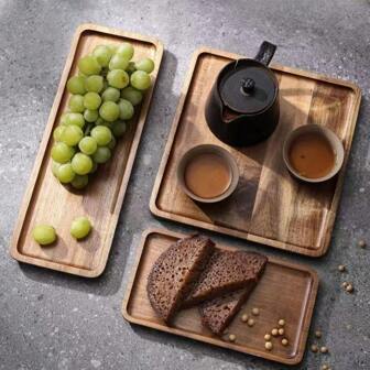 1pc Acacia Wood Tray Can Be Used For Home Decor, Serving Platter, Candle Tray, Perfume Tray, Coffee Table Tray, Bar Coffee Party And All Kinds Of Holidays