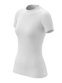 Women Workout Clothes Yoga Gym Athletic Sports Tops Quick Dry Running Exercise Stretch Tight Fitting T-Shirt Basic T Shirt White Summer - White - View 3