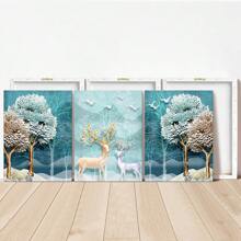 Bộ 3 bức tranh tường nghệ thuật trừu tượng hiện đại hình lá nai vàng để trang trí phòng khách - Không khung, tranh vải canvas trang trí nhà hiện đại theo phong cách phương Tây, áp phích cho phòng, trang trí tường, trang trí phòng thẩm mỹ, đồ trang trí phòng, phòng khách phòng ngủ văn phòng nhà bếp phòng tắm trang trí - Nhiều màu - Xem 8