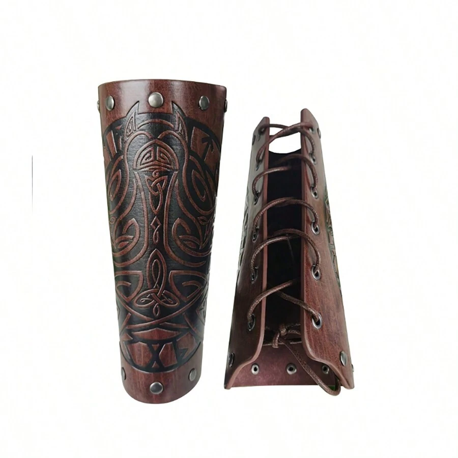 2 chiếc bao tay đạp xe thủ công độc đáo, vòng tay da dệt chỉ sáp đơn giản, phong cách Punk thời trung cổ cổ điển dành cho nam - A - Xem 1