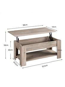 家居奢华现代凹槽咖啡桌，椭圆形咖啡桌带储物抽屉，升降式咖啡桌带隐藏式储物格客厅桌子带谷仓门木制农舍风格