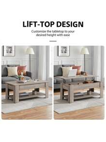 家居奢华现代凹槽咖啡桌，椭圆形咖啡桌带储物抽屉，升降式咖啡桌带隐藏式储物格客厅桌子带谷仓门木制农舍风格