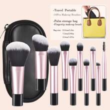 Reise-make-up-pinsel-sets, 10-teilig, Klassische, Multifunktionale Kosmetikpinsel Zum Schminken Für Die Kommode, Und Kombinationsset Mit Aufbewahrungstasche, Eine Kostengünstige Kombination Aus Make-up-tools