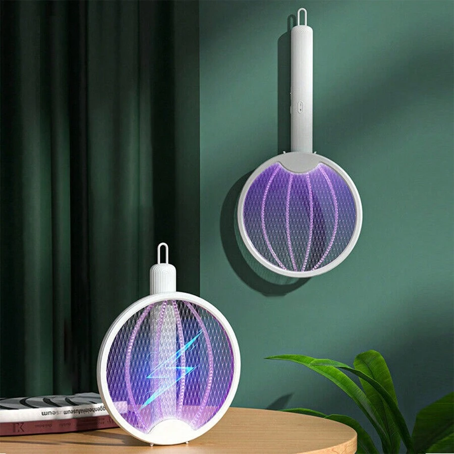 Electric Fly Swatter, 3000V USB Rechargeable Fly Killer Bug Zapper Racket, Home And Outdoor 3-In-1 Mosquito Killer For Mosquitoes, Flies, Bees, Moths - B - View 1