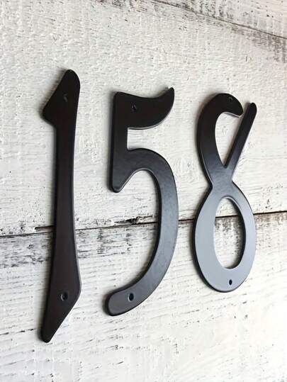 1pc Black 4" (101mm) Modern House Number, Metal Digits And Letters, Metal Address Sign Plate, Outdoor Doorplate, Numbers #0-9,Home Decor ,Room Decor,Wall Decor Gifts Birthday Graduation